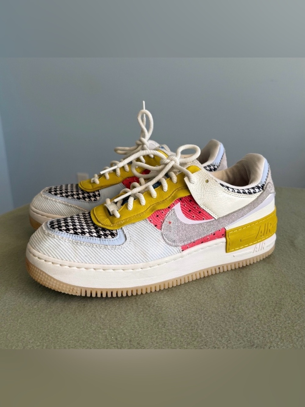 Nike Womens Air Force 1 Shadow Patchwork Shoes DM8076-100 Size 12‎